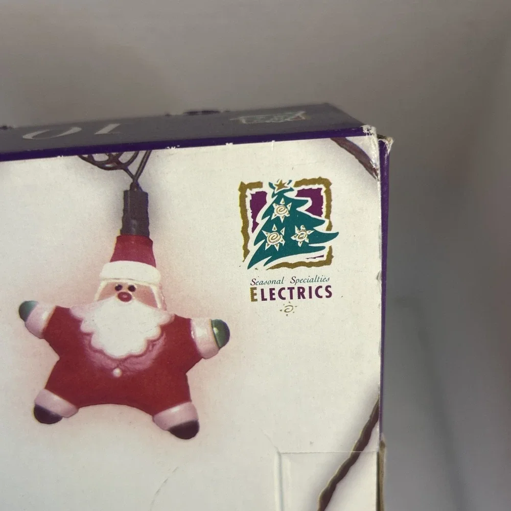 Vintage‎ Star Santa Christmas String Lights Indoor/Outdoor Clear Bulbs 1995
